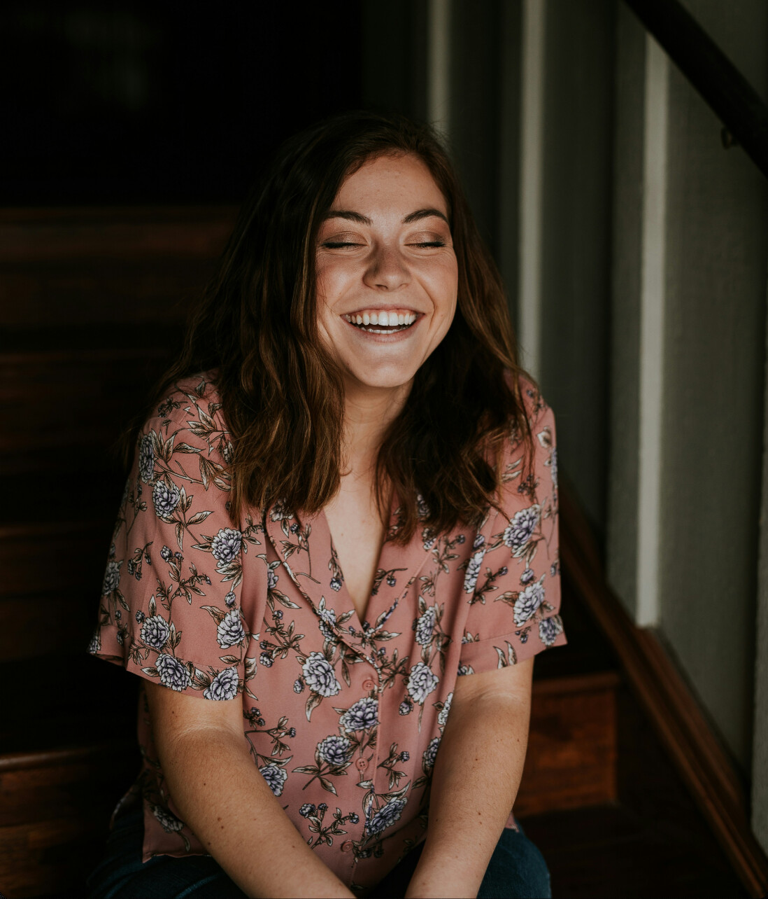 A person smiling at home